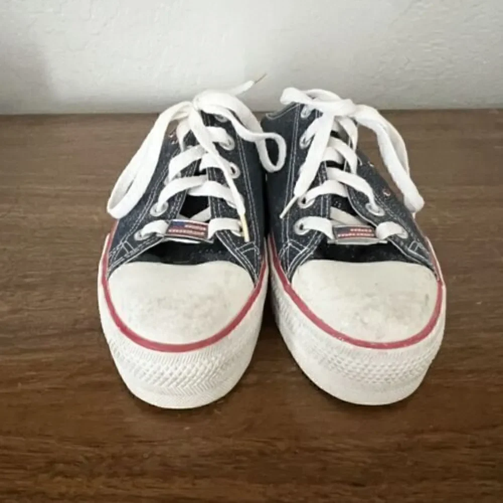 VTG Y2K Skechers Somethin’ Else Platform Mules Slip On USA FLAG RARE size 8.5